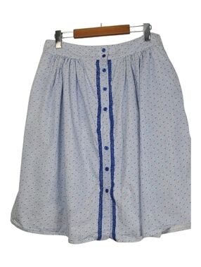 Luna Moon Anthropologie A-Line Midi Skirt L | Moon Print Pinstripe Lined Skirt